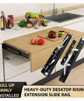 Heavy Duty Drawer Slides With Hella Smooth Slow Close Dampers For Rising Dining Table Lift Mechanism, 520mm steel rails in kitchen.