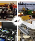 Small But Mighty 12V 100mm Stroke Mini Linear Actuator with 20N force for robotics and home automation, shown in various applications.