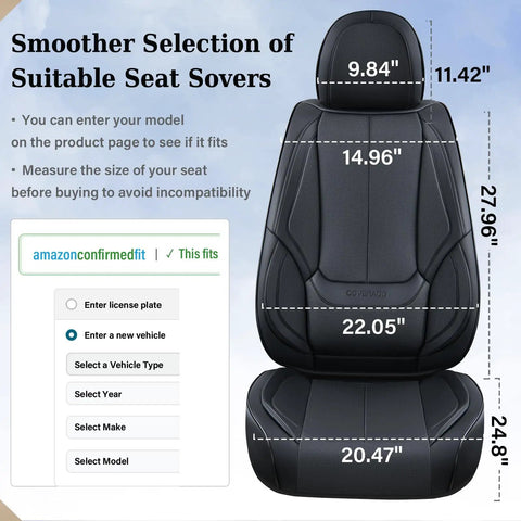 Premium Full Seat Cover Set For Cars All Five Seats Waterproof Nappa Leather Front And Rear Car Seat Protector dimensions guide