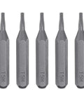 Premium T5 Torx Screwdriver Bits featuring A 28mm Short Hex Shank Design For Versatile Drill Compatibility And Ergonomic Control Making This 5 Piece Kit The Ultimate Go-To Tool For Any DIYer Or Professional Handyman Needing Serious Grip And Precision On. 5 T5 hex-shank bits, chrome vanadium steel
