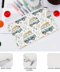 Slim Canvas Coin Purse And Card Holder For RV Lovers And Camp Buddies, zippered design with camper van print on canvas material.