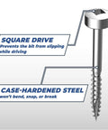 Zinc Pocket Hole Screws For Woodworking And Cabinetry, 1-1/4 Inch Fine Thread Pan Head Indoor Use, 100 Count, SPS-F125-100, square drive feature