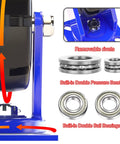 Heavy Duty Industrial Swivel Caster Wheels Set Of Four With Solid Rubber Tires dual locking brakes with visible double ball bearings.