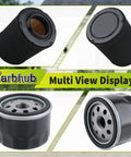 Tough As Nails Air And Oil Filter No Sweat Swap Kit for MTD, featuring black cylindrical air filter and oil filter in a multi view display.