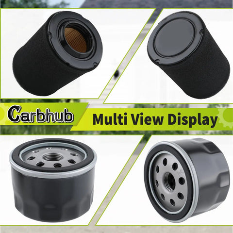 Tough As Nails Air And Oil Filter No Sweat Swap Kit for MTD, featuring black cylindrical air filter and oil filter in a multi view display.