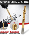 Get That Screw Out Now With This 15 Piece Stripped Screw Extractor Set Featuring Easy Out Broken Bolt Removers And Left Hand Drill Bits For Tricky Fasteners, 6542 HSS left hand drill bits, 135° split point
