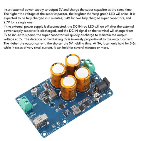 Rock Solid Super Capacitor UPS Backup Power Supply Keeps Raspberry Pi Running Smooth With Seamless 5V 3A Emergency Juice To Save Critical Data During Sudden Blackouts. Circuit board with super capacitors and connectors for Raspberry Pi.