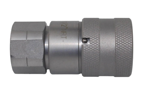 1/2'' NPT flat-face hydraulic quick-connect coupling with knurled steel body