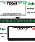 Two Pack Stained Glass Floral Aluminum Alloy License Plate Frame With Screw Cap Set shown with updated narrow edges for state visibility.