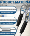 8.5 Foot Garage Door Cable Replacement Kit With One Eighth Inch Vinyl Coated Wire Cables And Parts Fits Seven Foot Garage Doors Two Pack Durable Rust Resistant For Home Garage DIY Projects showing details