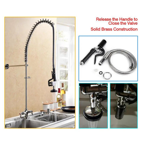 High Pressure Brass Dishwasher Sprayer Hose for Commercial Kitchens, flexible handheld rinse faucet with stainless steel construction