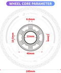 Diagram showing core parameters of All-Terrain Longboard Wheels 100mm 65mm Urethane 78A High Rebound for Electric Skateboards