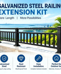Heavy Duty Galvanized Steel Balcony Railing Extension Kit Rock Solid Fence Height Extender For Low Walls No Sweat Outdoor Setup with scenic view.