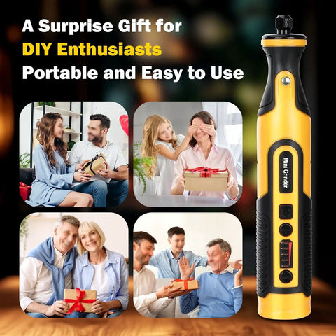 Badass Mini Cordless Rotary Tool And Angle Grinder Kit With Five Adjustable Speed Levels for engraving and cutting.