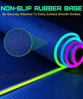Close-up of non-slip rubber base on Wireless Charging RGB Gaming Mouse Pad 15W With 10 Light Modes, Extra Large 800x300x4MM Desk Mat.