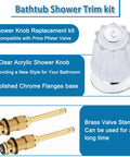 Two Piece Bathtub And Shower Knob Replacement Kit With Clear Acrylic Handles, Stems, Seats And Flanges For Hot And Cold Water
