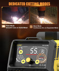 55 Amp Plasma Cutter With High Frequency Pilot Arc showing dual cutting modes and digital LCD display