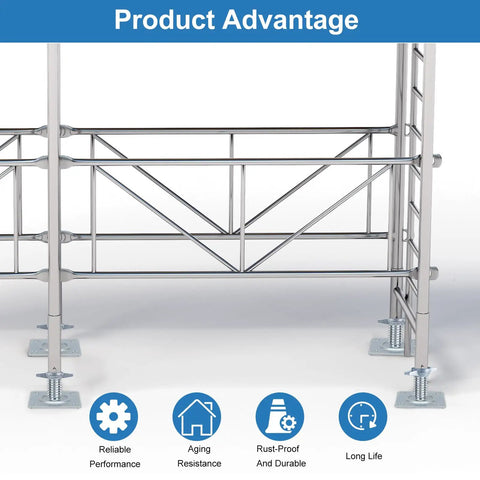 24 Inch Adjustable Scaffold Leveling Jacks For Baker Style Frames Galvanized Solid Threaded Rods Scaffolding Feet 4 Pack with sturdy base plates.