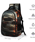 Midnight Skull And Crow Print Backpack For Men And Women, large capacity daypack with durable polyester and breathable straps.