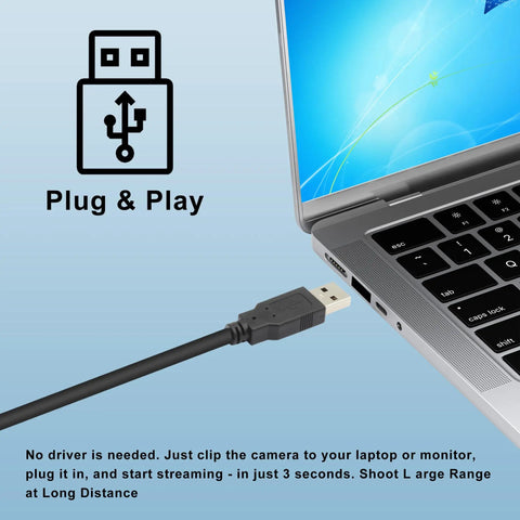 5MP USB Camera Module With 2.1mm Wide Angle Lens Delivers Huge Coverage For Machine Vision And Inspection And Monitoring 2592x1944 CMOS Sensor Plug And Play Webcam Compatible With Windows Linux MacOS And Raspberry Pi plugged into laptop