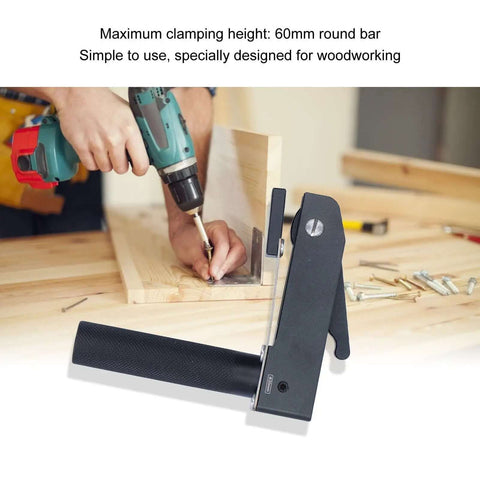 Three Gear Adjustable Bench Dogs Clamp Heavy-Duty Pro Grade For Woodworking Quick Clip Top Clamp in use on woodworking bench