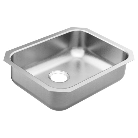 Undermount 23.5 Inch 20 Gauge Stainless Steel Kitchen Sink With Sound Shield Noise Reduction Single Bowl Rear Drain Durable Bar