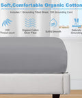 Grounding Sheets With Silver Fiber Conductive Bed Sheet Kit, Deep Pocket Full XL Gray, Soft Cotton Blend on a bed