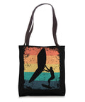 Retro Wing Surfing Tote Bag For Men With Dope Vintage Wingfoil Design featuring black silhouette on multicolor background