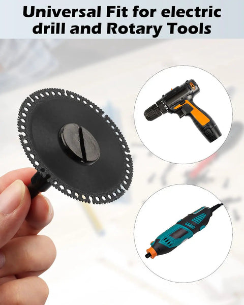Cut Off Wheel Mounting Mandrel Holder For Three Eighths Inch And One Quarter Inch Arbor Holes Four Pack Die Grinder Accessories For Precise Fit Stable Mounting And Easy Switching shown with drill and rotary tool.