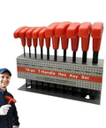 Top Notch Allen Wrenches Set Perfect For Home Repairs And Pro Projects With Super Ergonomic Handles For Easy Gripping And Heavy Duty Hex Key Kit That Really Hits The Spot 10-pc T-handle metric hex key set, red handles, metal rack