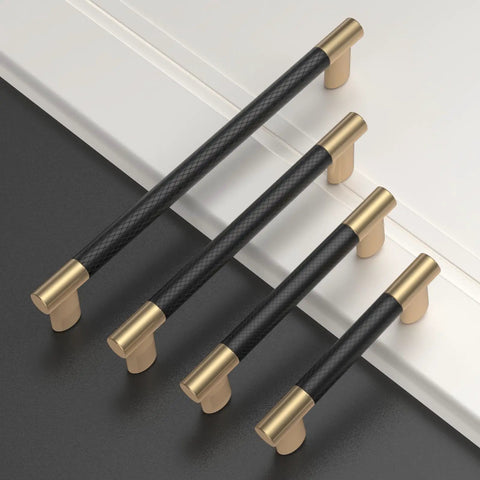 Ten Pack Five Inch Knurled Black And Gold Cabinet Handles For Kitchen Cabinets And Drawers Durable Pulls With Easy Grip Cupboard Hardware