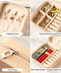 Palm Sized Travel Jewelry Case Pink Mini Portable Jewelry Box For Rings Earrings Pendants Watches Necklaces And Lipstick Organizer Storage Holder Travel Essential with compartments