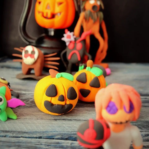 Colorful Clay Kit With 24 Colors And 3 Sculpting Tools No Bake Mess Free Craft Set For Kids And Adults clay Halloween models on table