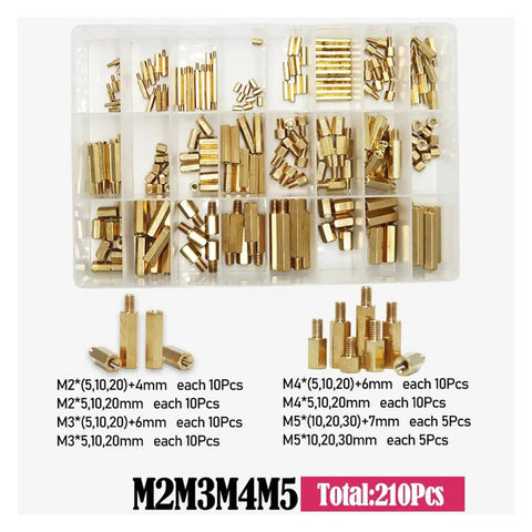 Hex Standoff Spacer Kit With M2.5 M3 M4 Sizes Pro Grade Nuts Included Hobbyist Friendly For PCB Spacing And Mounting Hardware On Circuit Boards And Electronics Projects, brass standoff assortment