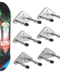 Dope Aluminum Skateboard Wall Mount Hanger With Two Screw Holes For Stable Deck Display And Storage Horizontal Or Vertical Mount Easy Install Silver Finish Pack Of Six next to colorful skateboard
