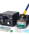 Digital Soldering Station With Temperature Control And Celsius Fahrenheit Display 75 Watt Equivalent ESD Safe Aluminum Panel