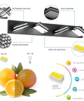 4-Light Matte Black LED Vanity Light Fixtures for Bathroom, 30 Inch Wall Mount Over Mirror, Acrylic Frosted Shade, diagram details