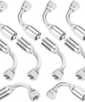 Ten quarter inch JIC hydraulic fittings with 90 degree angle, designed for fluid power systems, featuring female swivel ends, heavy duty set.