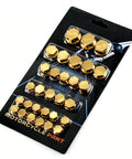 Hella Solid Gold Motorcycle Bolt Covers And Hexagon Engine Nut Caps With Wear Resistant Metal Screw Protectors For Universal Atv Scooter Fresh Ride Upgrade on card.