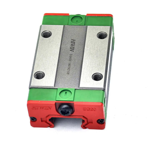 EGH20CA Linear Bearing Carriage For High Precision Guide Rail System Ultra Smooth Sliding Motion For CNC Woodworking And Metalworking EGH20 Compatible Block With Tight Tolerances And Rock Solid Steel Rails, green red steel carriage block