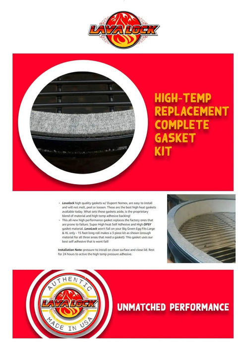 Close-up of High Temp Replacement Gasket Kit for Big Green Egg Ceramic Lids LG XL XXL showcasing gray seal material.