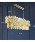 Flex Your Dining Room Vibe with K9 Crystal Oval Chandelier Pendant Light Stainless Steel Kitchen Island Lamp Adjustable Chain 50 cm, 80cm wide.