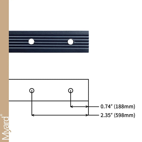 Diagram showing Aluminum Deck Balusters 32 And One Quarter Inches Matte Black With Screws 25 Pack Arc Arch Style Facemount