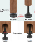 Beefy 3/8-16 Thread Furniture Levelers With T Nut Kit Adjustable Feet for tables and chairs shown at min and max height settings