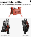 Two Pairs MT600 Electric Bike Disc Brake Pads For LD-200PLUS And LD4X Hydraulics, Semi-Metallic And Sintered Metal Options