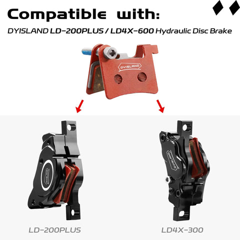 Two Pairs MT600 Electric Bike Disc Brake Pads For LD-200PLUS And LD4X Hydraulics, Semi-Metallic And Sintered Metal Options