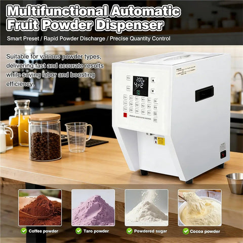 Three Point Five Liter Digital Powder Dispenser with Smart Panel on kitchen counter with coffee beans jars nearby
