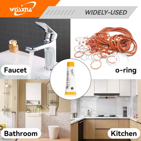 Food Grade Silicone Grease For Sanitary Machines And Food Processing Equipment Prevents Valves And O Rings From Sticking Pro Grade Lube Wissxna Dual Tube 20 Gram Pack with faucet and O-rings illustration