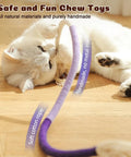 Cat playing with Cat Chew Rope Toys 4 Pack For Indoor Cats With Refillable Catnip Pouch Safe Teeth Cleaning Rope Toys Interactive Nip Toys For All Breeds 19.5 Inch Long Durable Fun For Purrs And Play