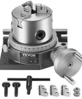 VEVOR 4-inch milling rotary table with 3-jaw chuck; horizontal-vertical model with T-bolts and wrenches